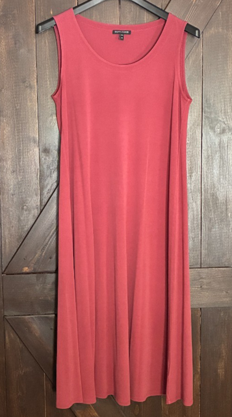 Eileen Fisher Sleeveless Midi Dress 100% Silk, Size XS